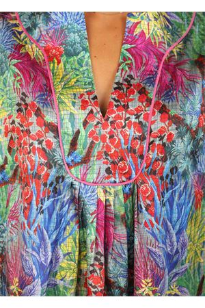 Blusa in pura seta con fantasia foglie Laboratorio Capri | PETALOTOP2FOGLIEMULTI